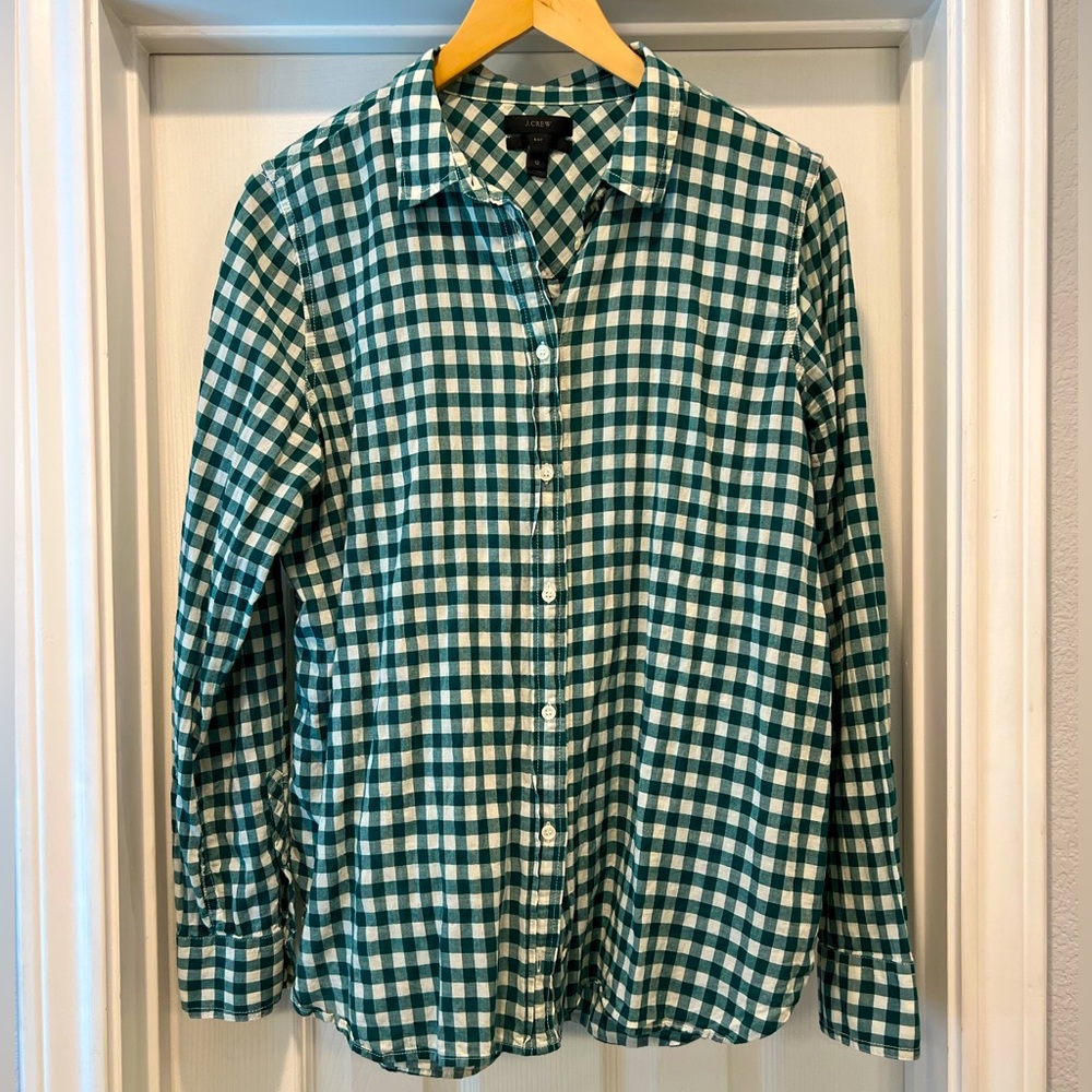 J. Crew Green and White Check Women’s Shirt